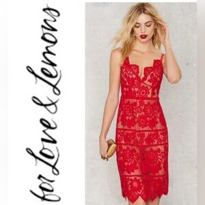 For Love And Lemons Gianna midi dress - red size S